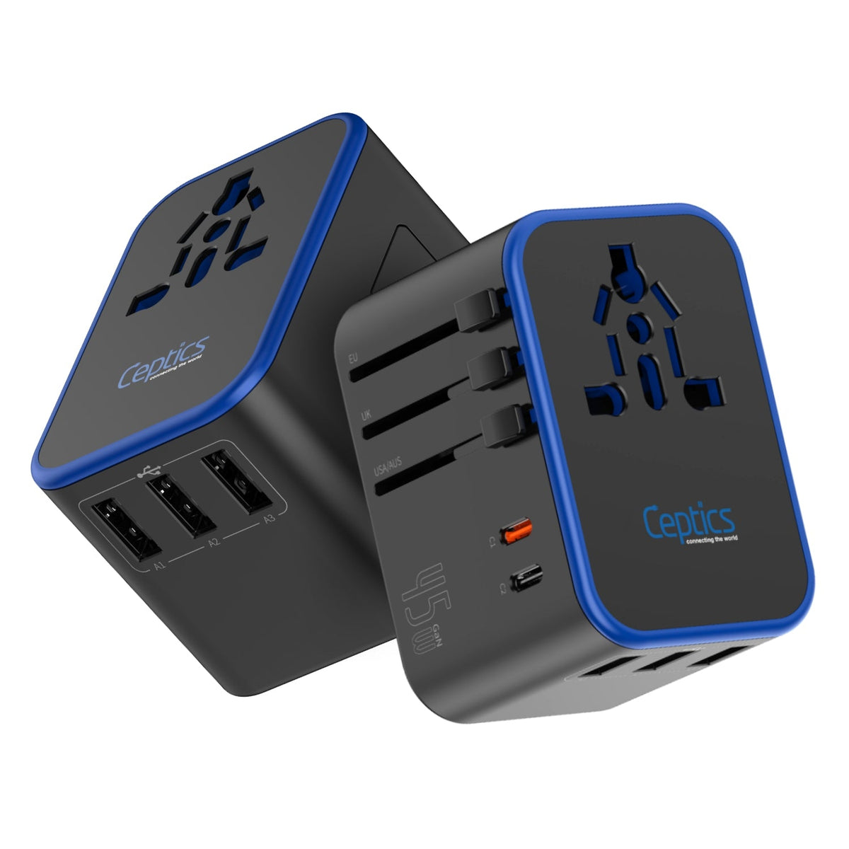 All-In-One International Travel Adapter Plug - 2 USB-C (PD & QC) - 3 USB Ports (UP-11KU)