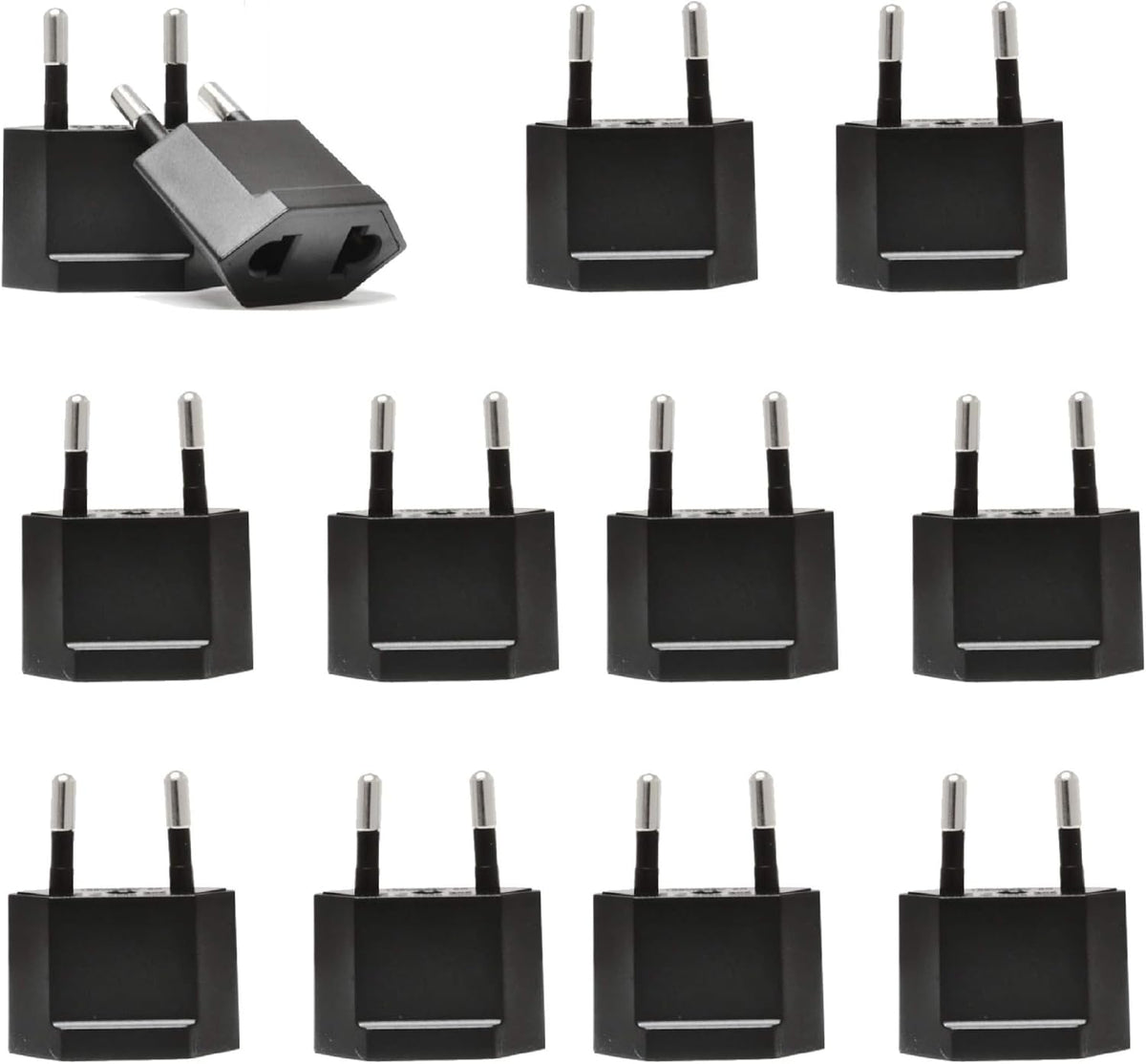 USA / N. America to Europe Travel Adapter - Non-Grounded (UP-12AE, 12 Pack)