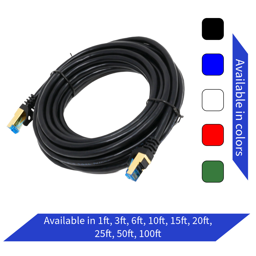 QualGear Cat 7 Ethernet Patch Cable, Round, Double Shielded, 10 Gbps 600 MHz