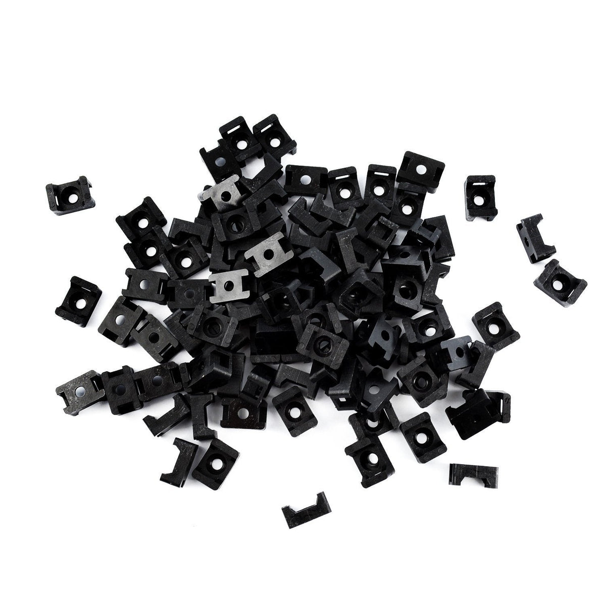 QualGear 15 x 10 mm cable tie mount saddles black 100 pack.