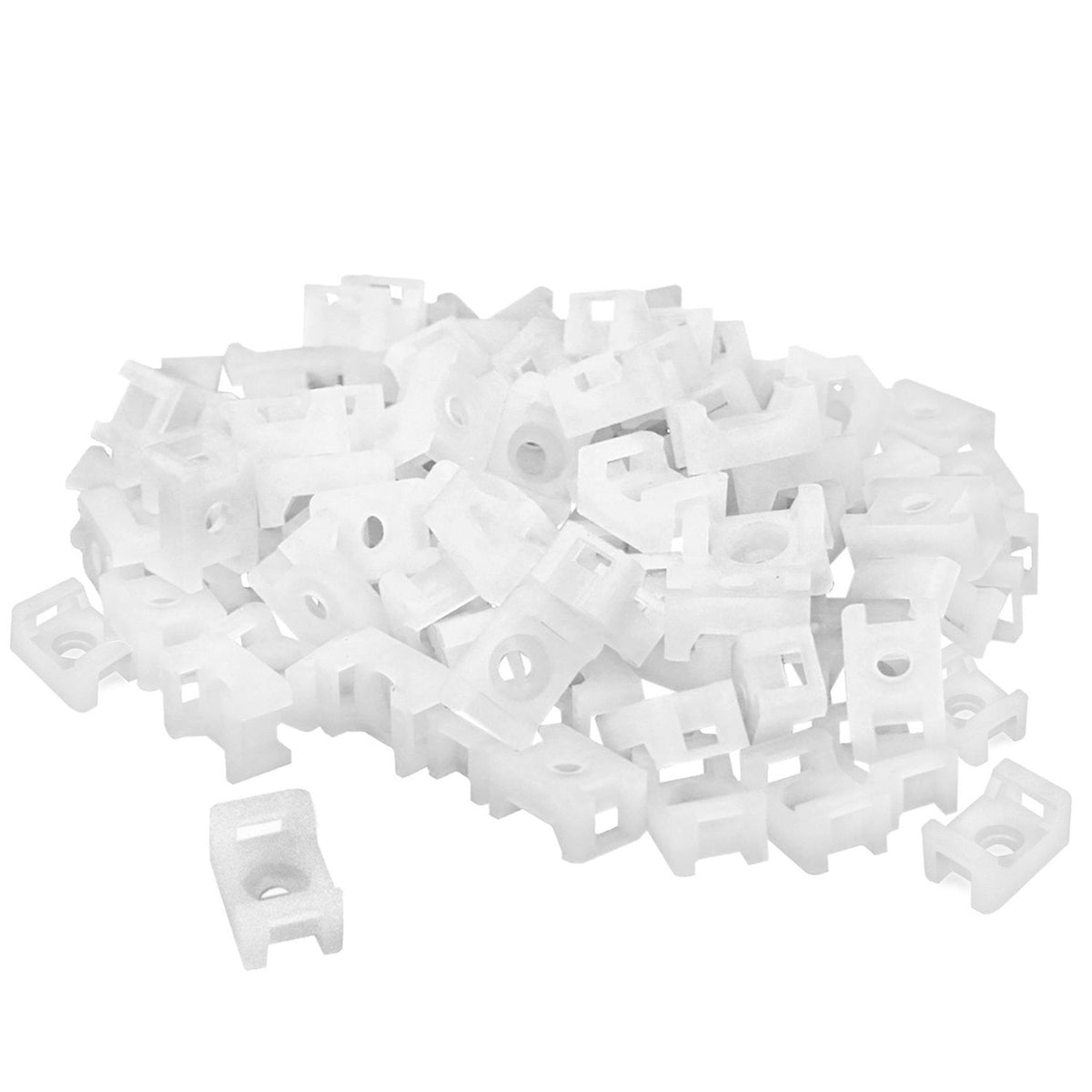 QualGear 15 x 10 mm cable tie mount saddles white 100 pack.
