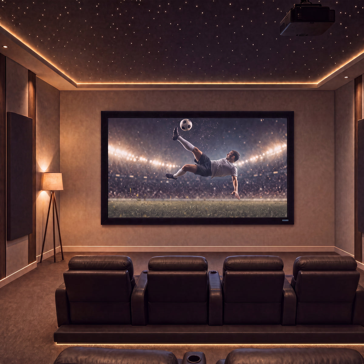 QualGear 135-In 16:9 Fixed Frame Projector Screen, product view.