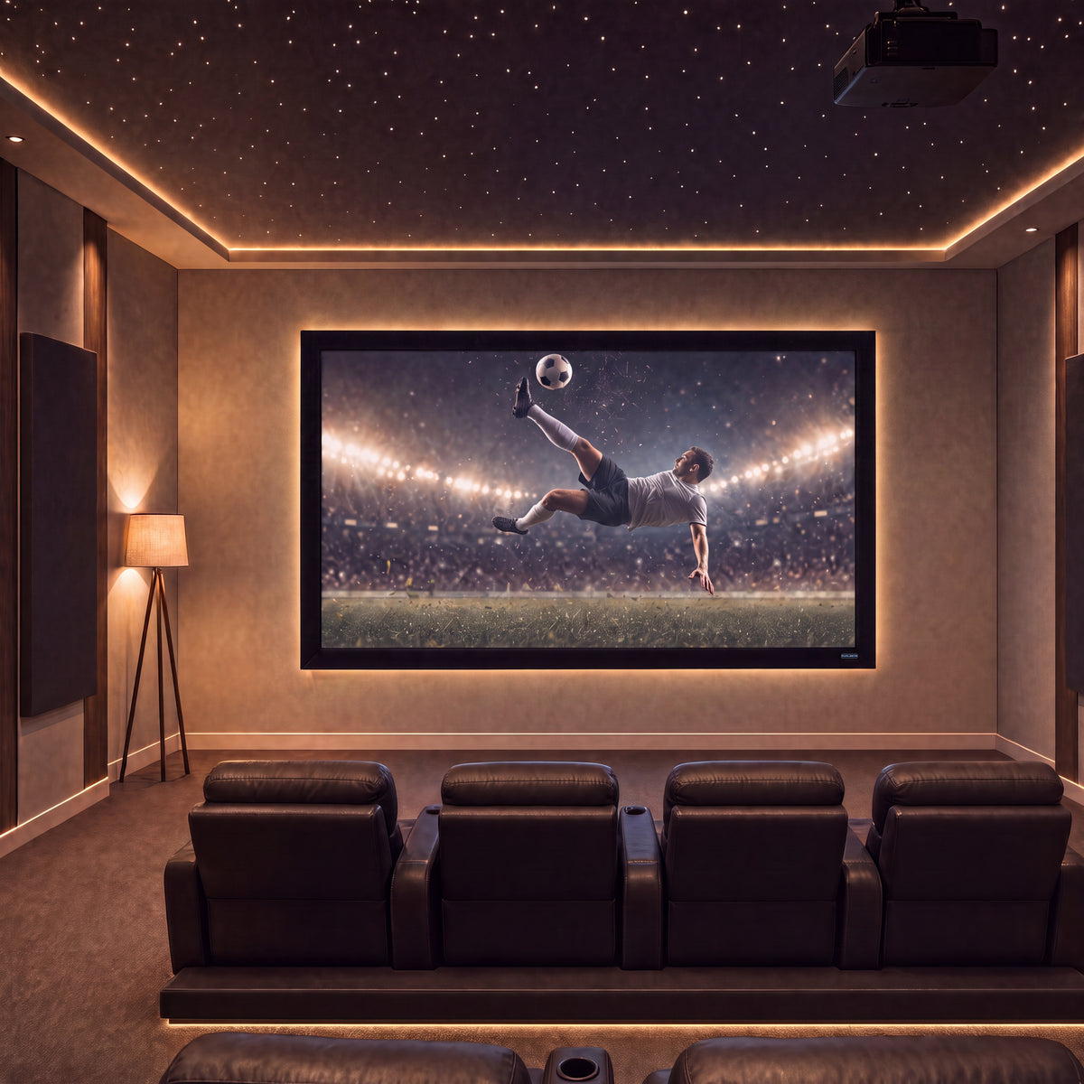 QualGear 150-In 16:9 Fixed Frame Projector Screen, product view.