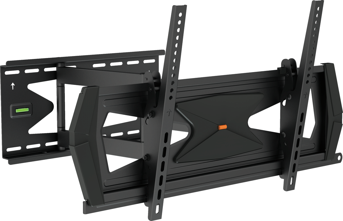 QualGear QG-TM-032-BLK heavy duty full motion TV wall mount, angled view