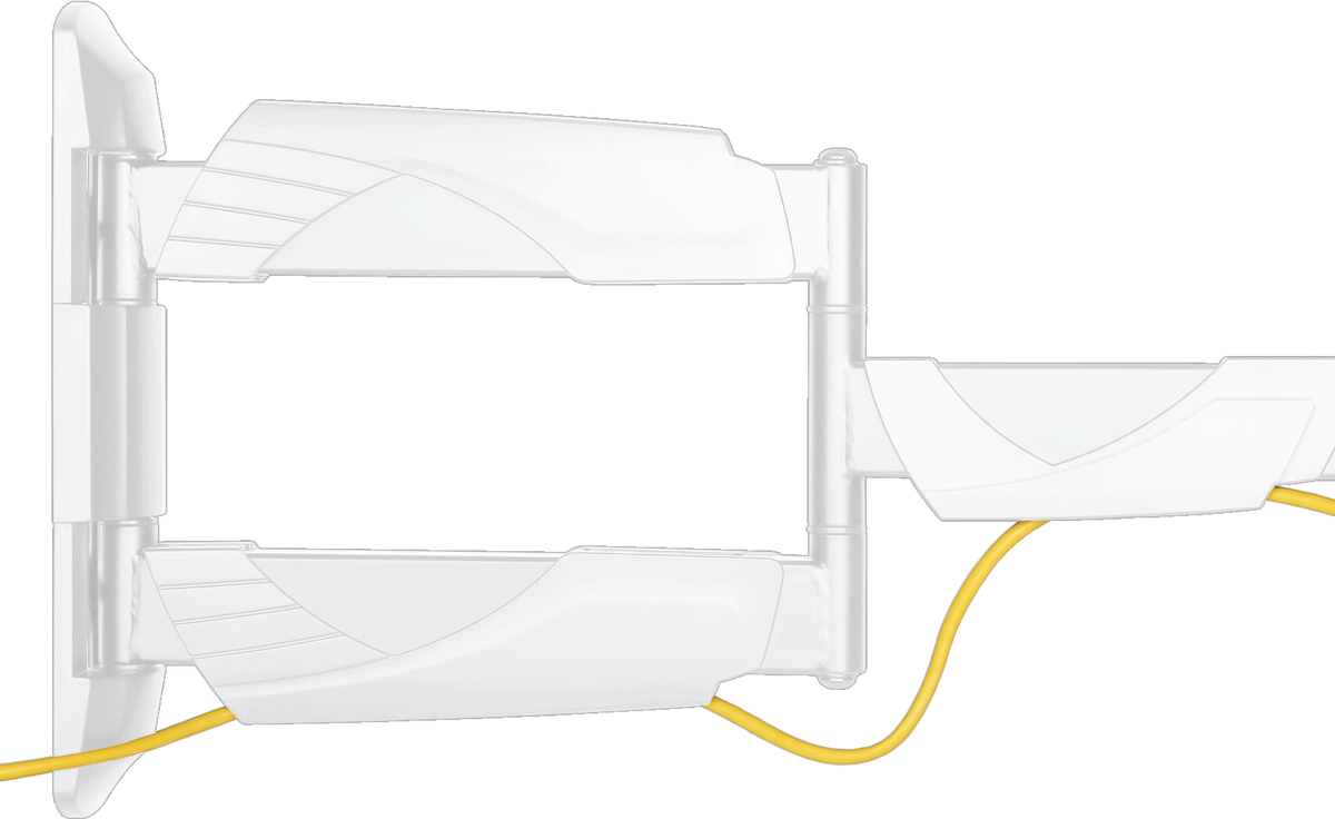 Cable routing detail on the QualGear QG-TM-005-WHT full motion mount arm
