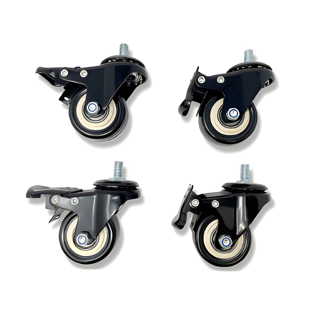 QualGear caster wheels for the Smart Standing Desk, set of four, on a white background