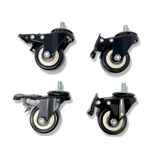 QualGear caster wheels for the Smart Standing Desk, set of four, on a white background
