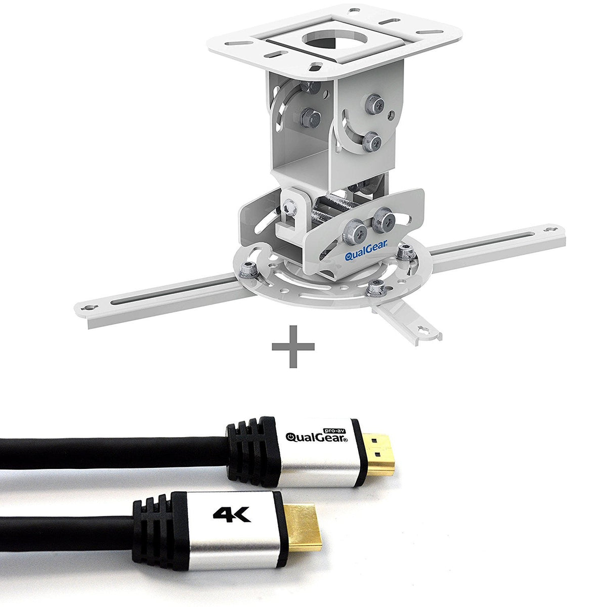 QualGear low profile universal projector ceiling mount white.