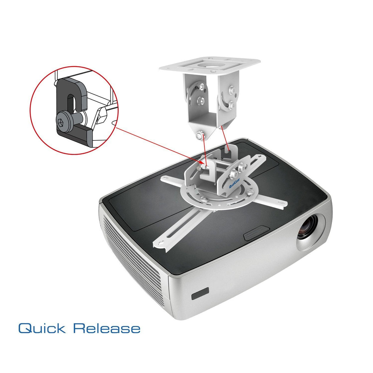 QualGear low profile universal projector ceiling mount white.