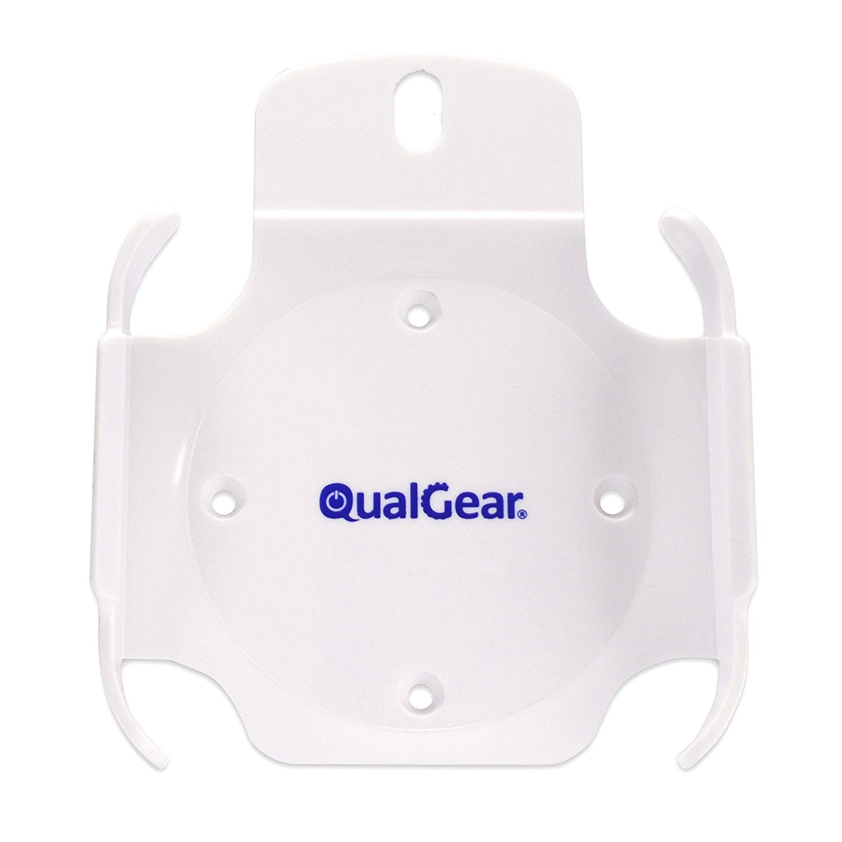 QualGear mount for apple tv/airport express base station (for 2nd & 3rd generation apple tvs), front view.