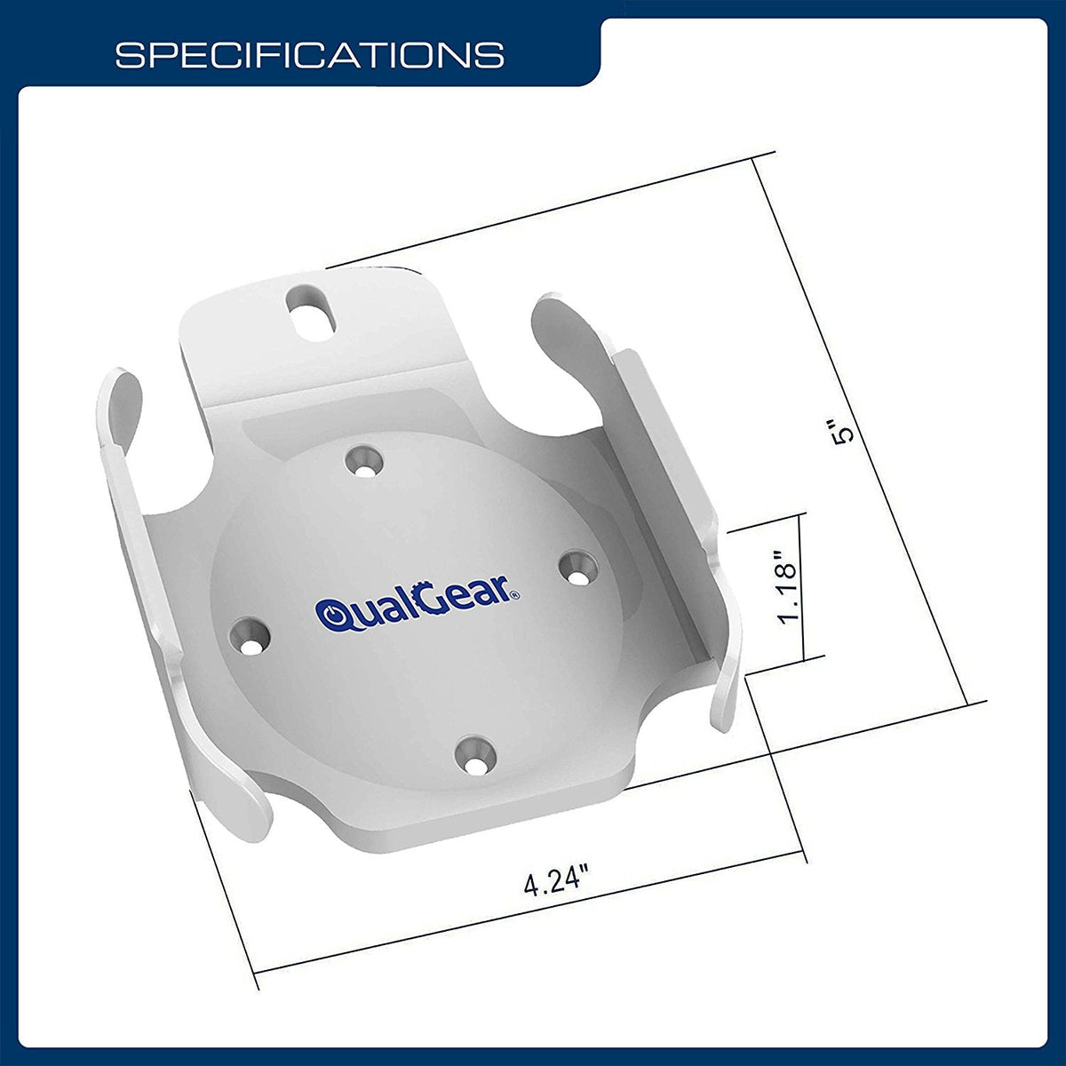 QualGear mount for apple tv/airport express base station (for 2nd & 3rd generation apple tvs), with dimensions.