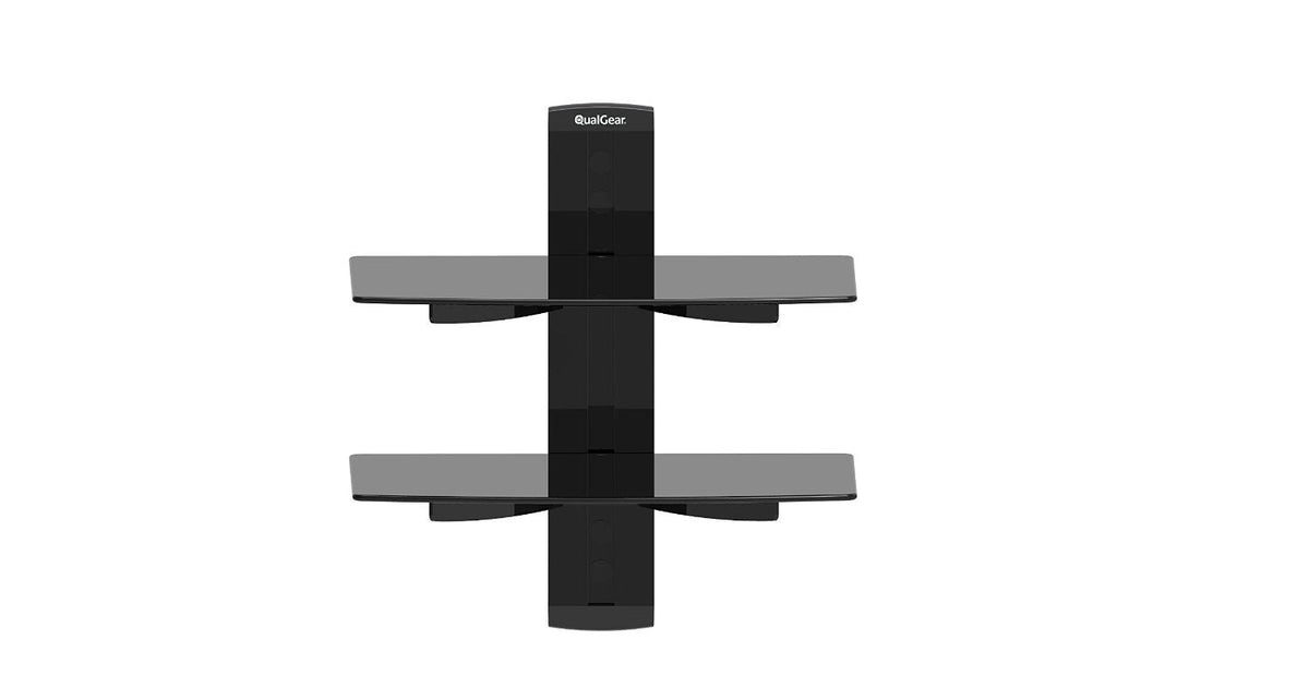 QualGear dual shelf wall mount 17.6 lb / 8 kg per shelf black.