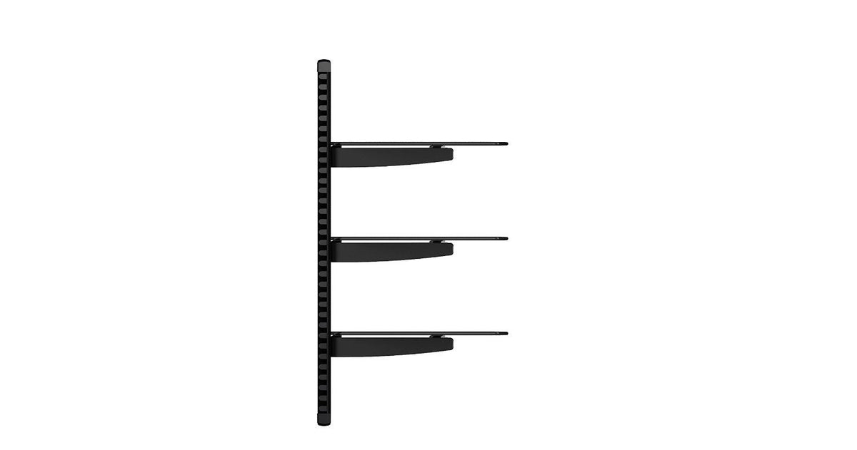 QualGear triple shelf wall mount 17.6 lb / 8 kg per shelf black.