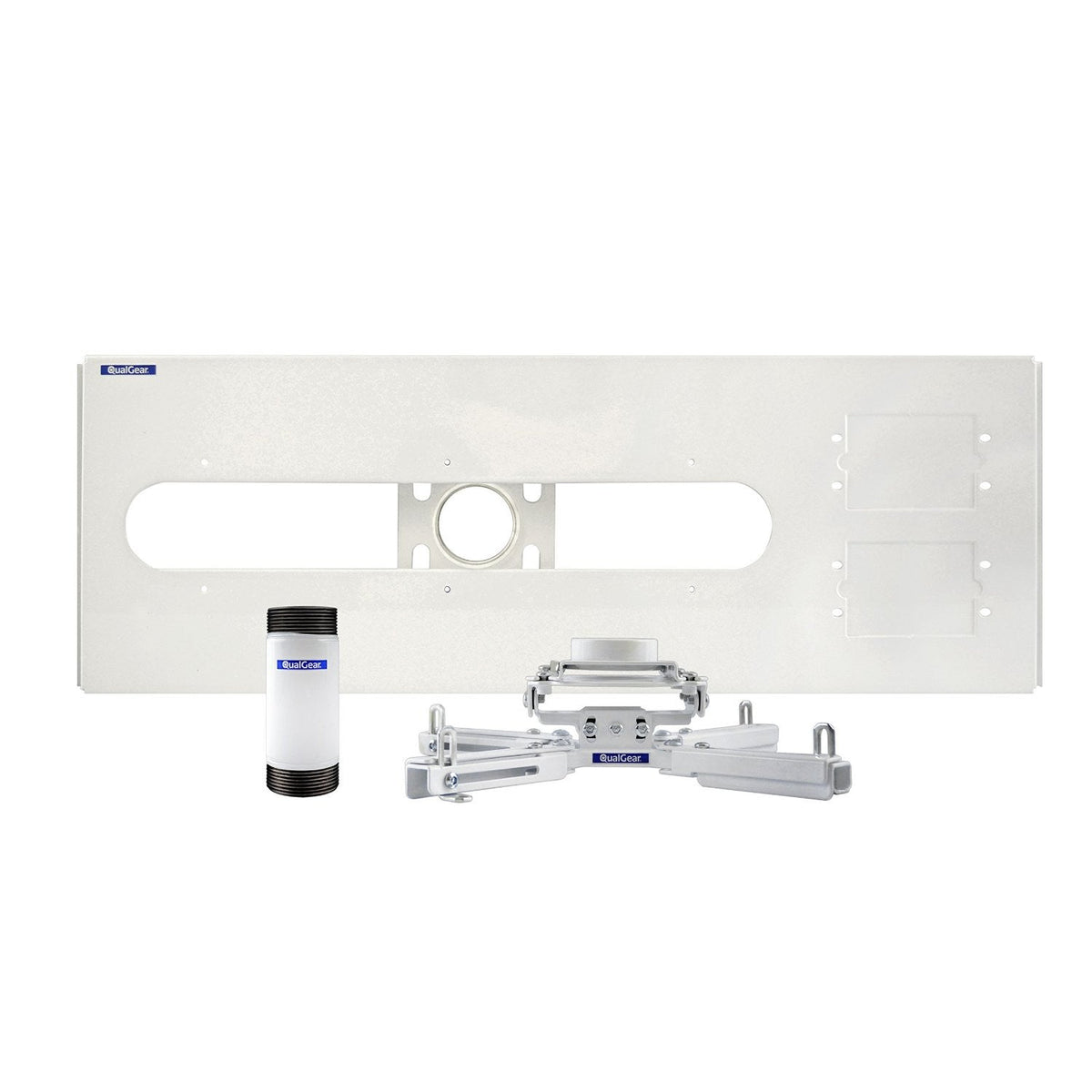 QualGear drop ceiling projector mount kit 6"x2', white, with included hardware.