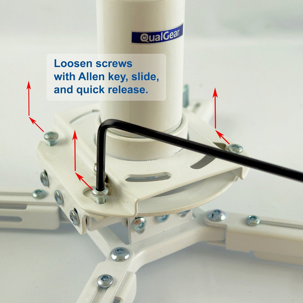QualGear drop ceiling projector mount kit 6"x2', white.