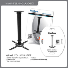 QualGear projector ceiling mount with adjustable extension column black.