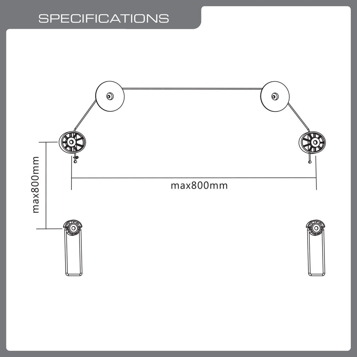 QualGear 37-70 in fixed wire rope tv wall mount stainless steel.