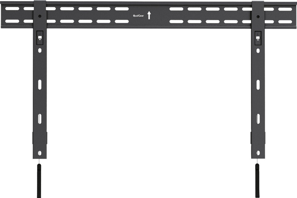 QualGear 37-70 in ultra slim fixed tv wall mount black, front view.
