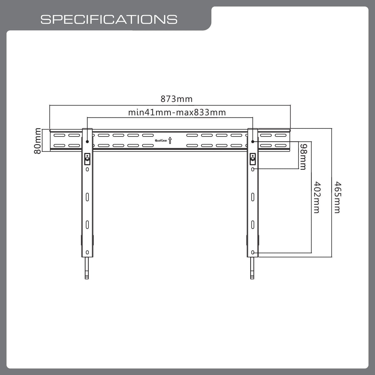 QualGear 37-70 in ultra slim fixed tv wall mount black.