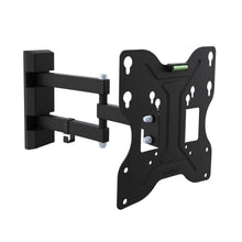 QualGear 23-42 in full motion tv wall mount with swivel arm black, showing swivel range.
