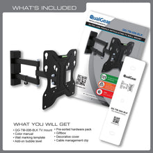 QualGear 23-42 in full motion tv wall mount with swivel arm black, shown installed.