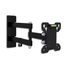 QualGear 13-27 in full motion tv wall mount low profile black, front view.