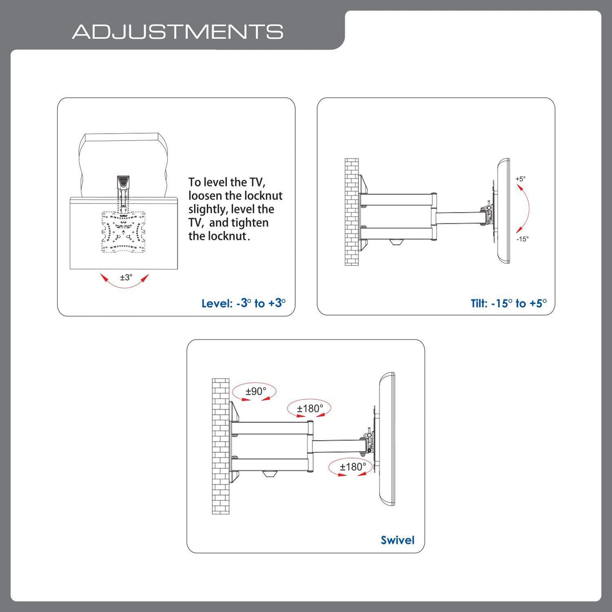 QualGear 23-42 in articulating tv wall mount ultra low profile black.