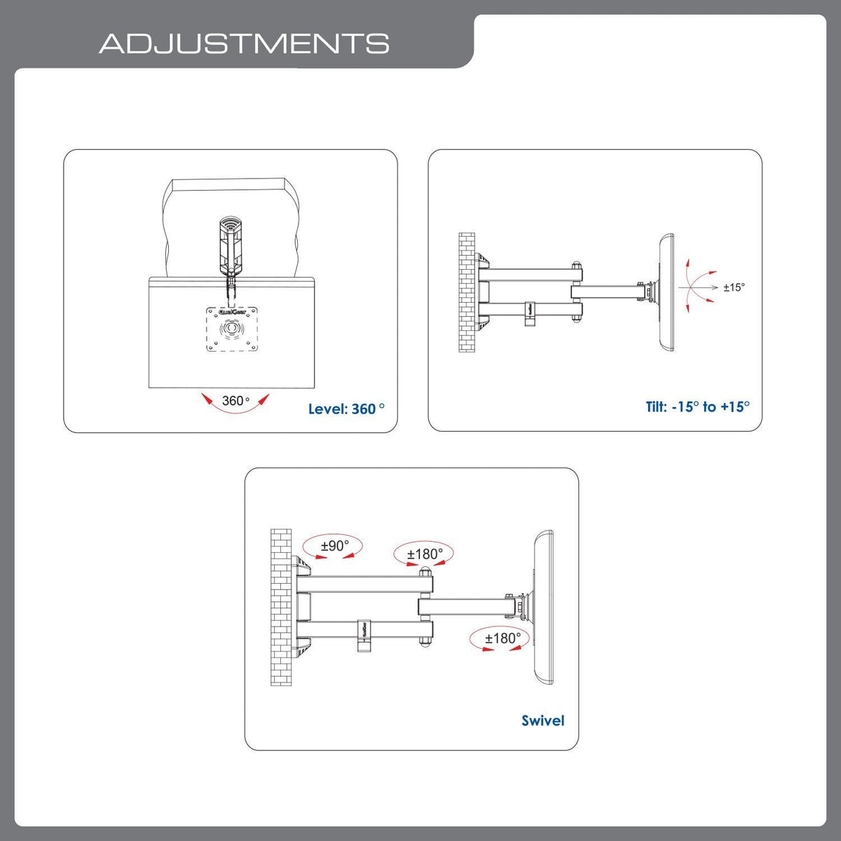 QualGear 13-27 in articulating tv wall mount black.