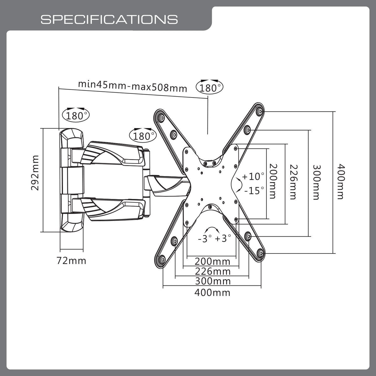 QualGear 23-55 in articulating tv wall mount ultra slim black.
