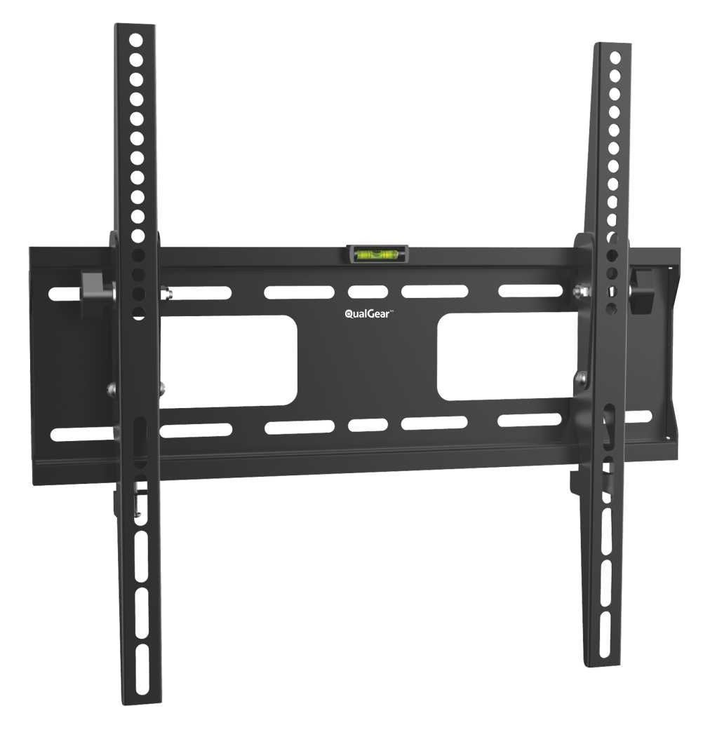 QualGear 23-47 in tilting tv wall mount low profile black, showing tilt range.