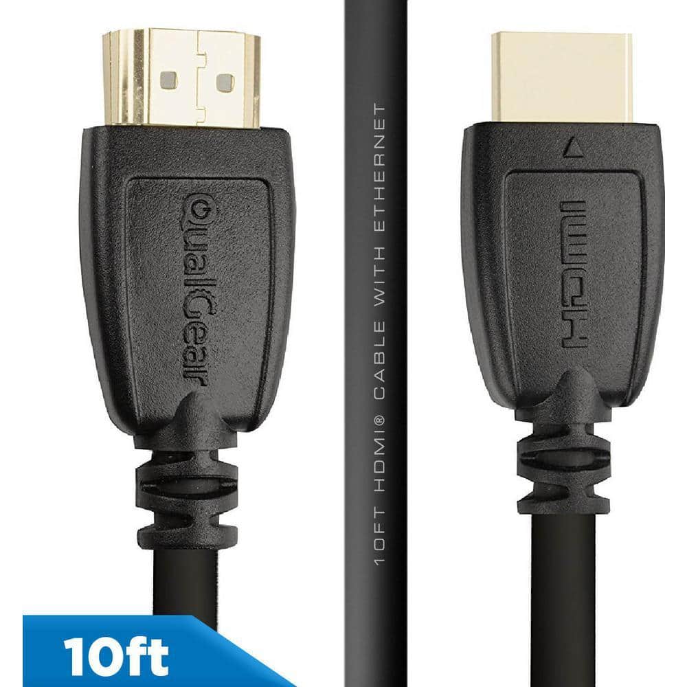 QualGear high speed HDMI 2.0 cable connectors, black, 10 ft