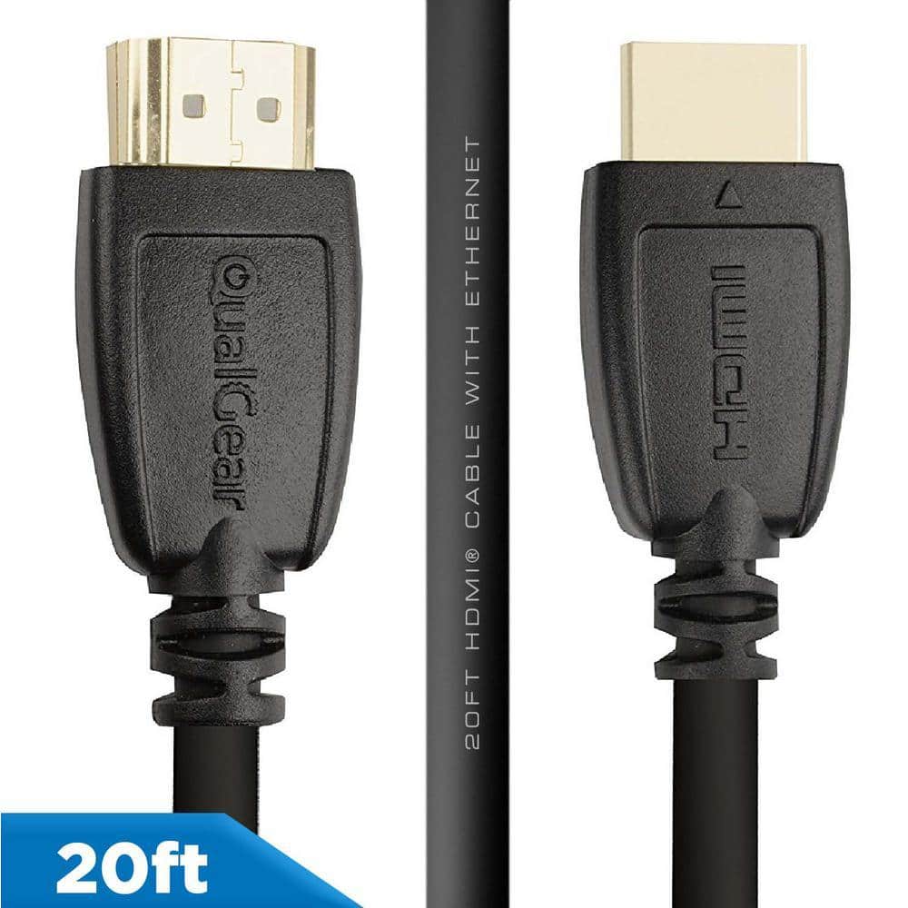 QualGear high speed HDMI 2.0 cable connectors, black, 20 ft