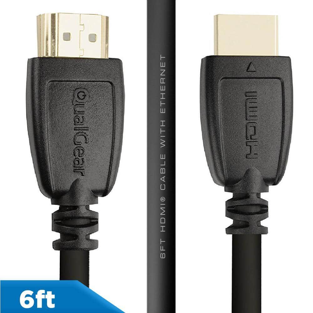 QualGear high speed HDMI 2.0 cable connectors, black, 6 ft