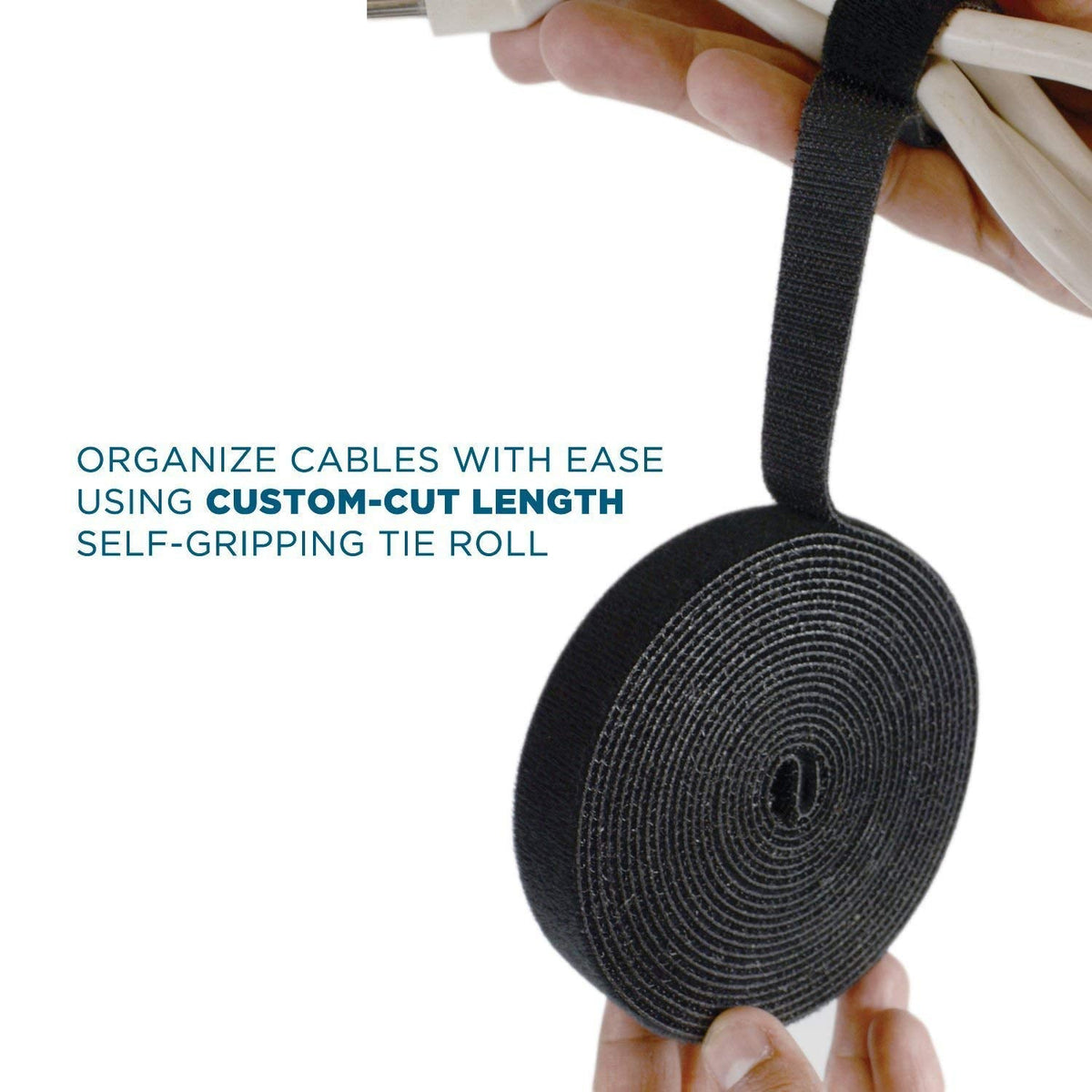 QualGear reusable cable tie roll 3/4 in x 15 ft black 2 pack.