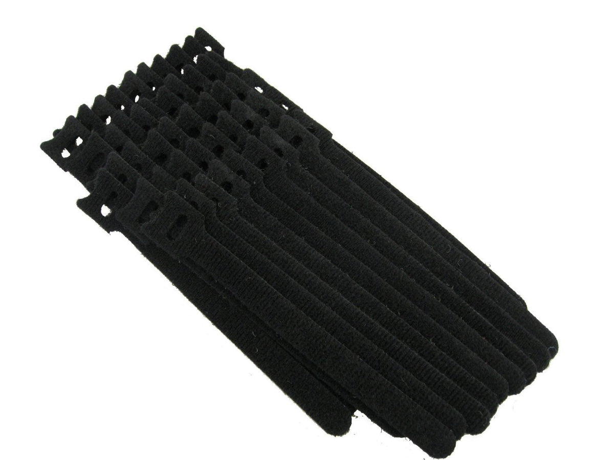 QualGear reusable cable ties 1/2 x 6 in black 50 pack, back view.