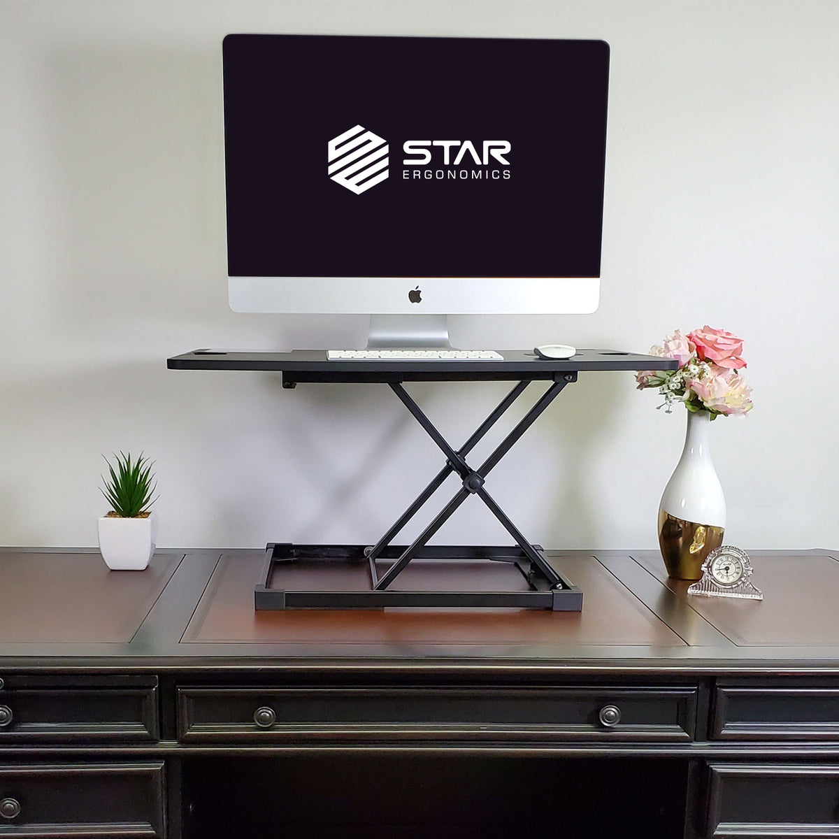 QualGear star ergonomics portable standing desk converter black.
