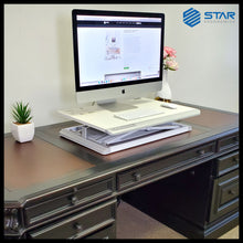 QualGear star ergonomics portable electric standing desk converter white.