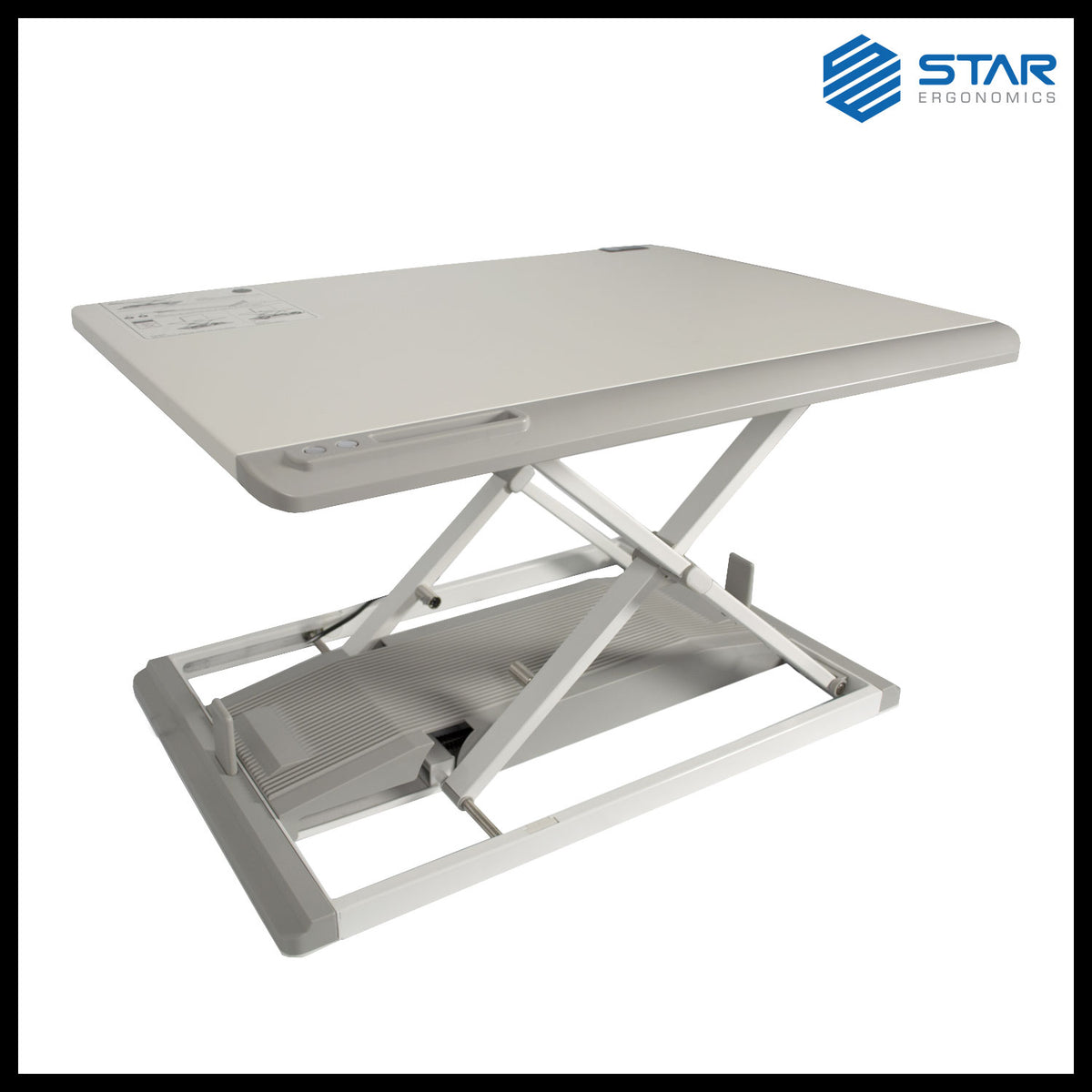 QualGear star ergonomics portable electric standing desk converter white.