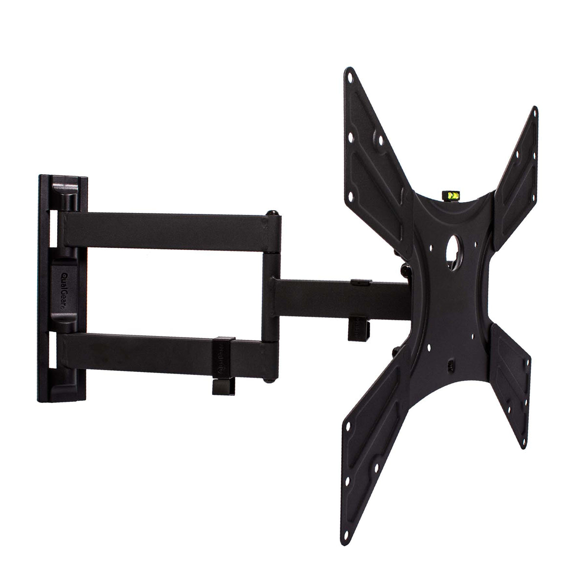 QualGear QG-TM-021-BLK articulating TV wall mount kit, black, front view