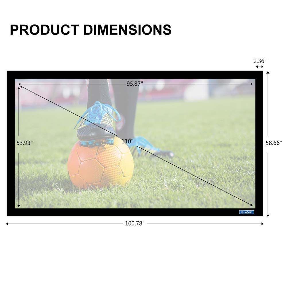 QualGear 110-In 16:9 fixed frame projector screen high contrast gray 0.9 gain.