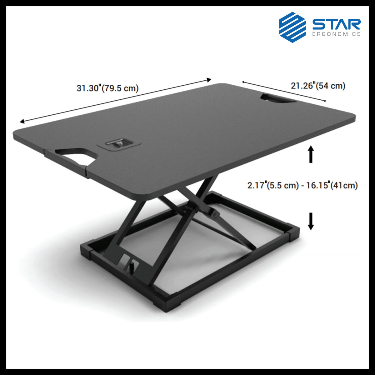 QualGear star ergonomics portable standing desk converter black.