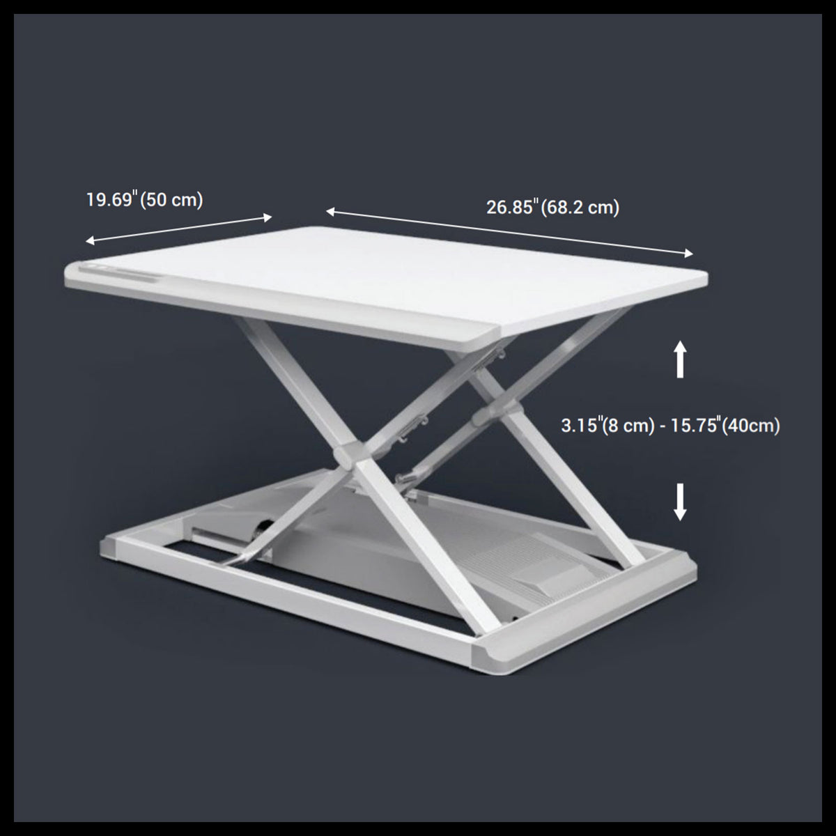 QualGear star ergonomics portable electric standing desk converter white.