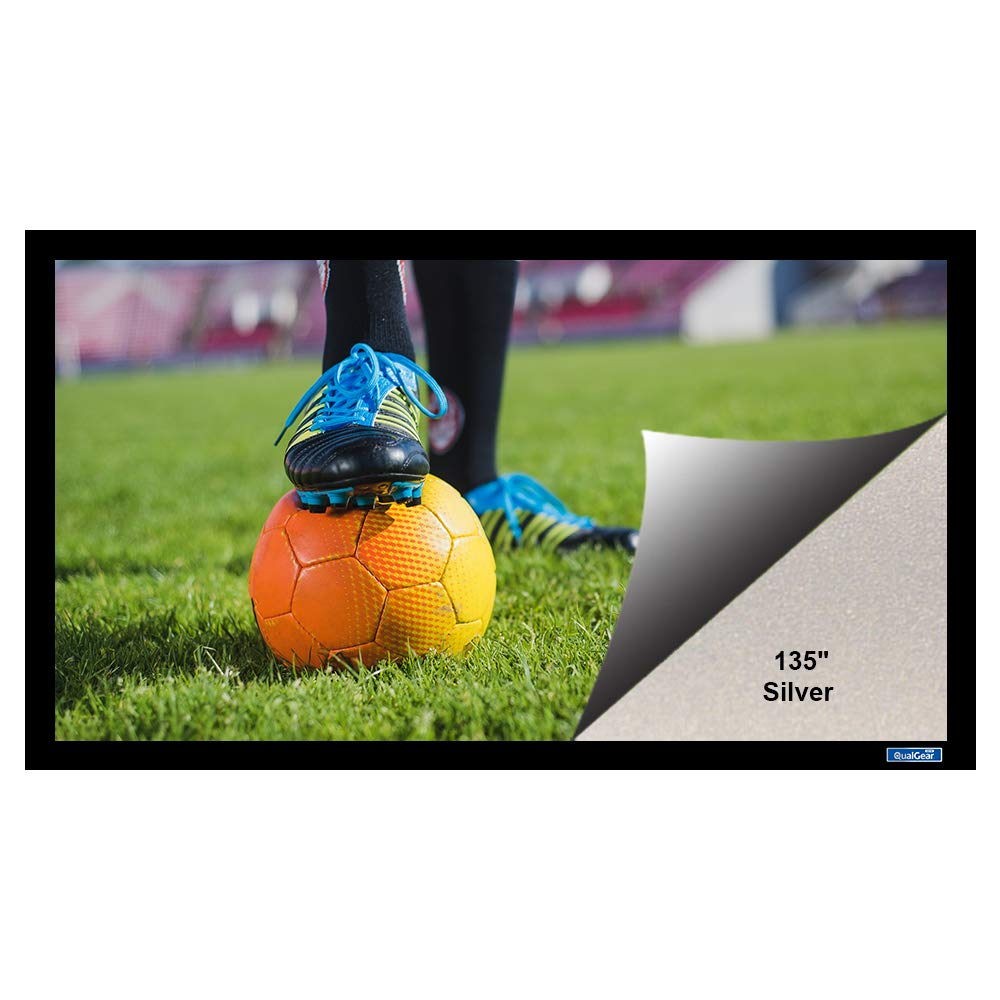 QualGear 135-In 16:9 fixed frame projector screen 3D high reflective silver 2.5 gain.