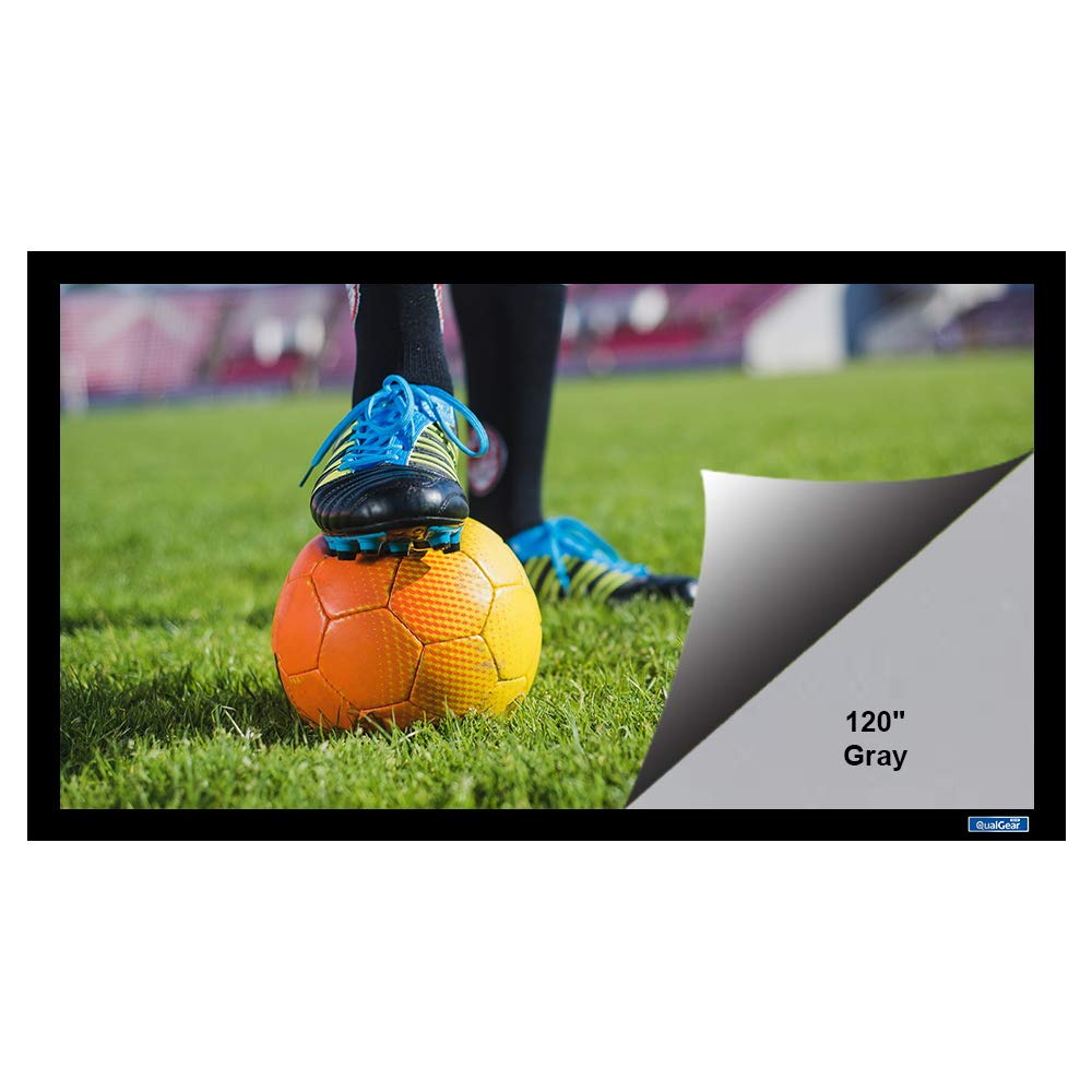 QualGear 120-In 16:9 fixed frame projector screen high contrast gray 0.9 gain.