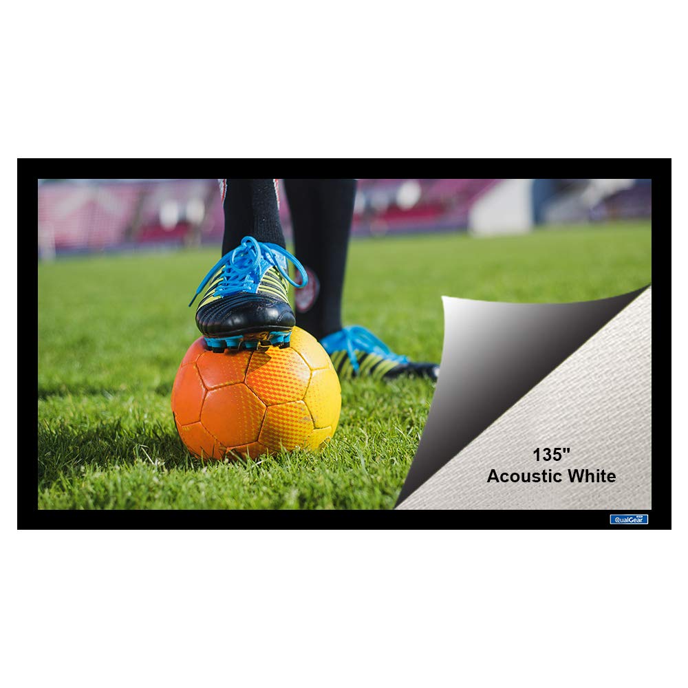 QualGear 135-In 16:9 fixed frame projector screen acoustic white 1.0 gain.