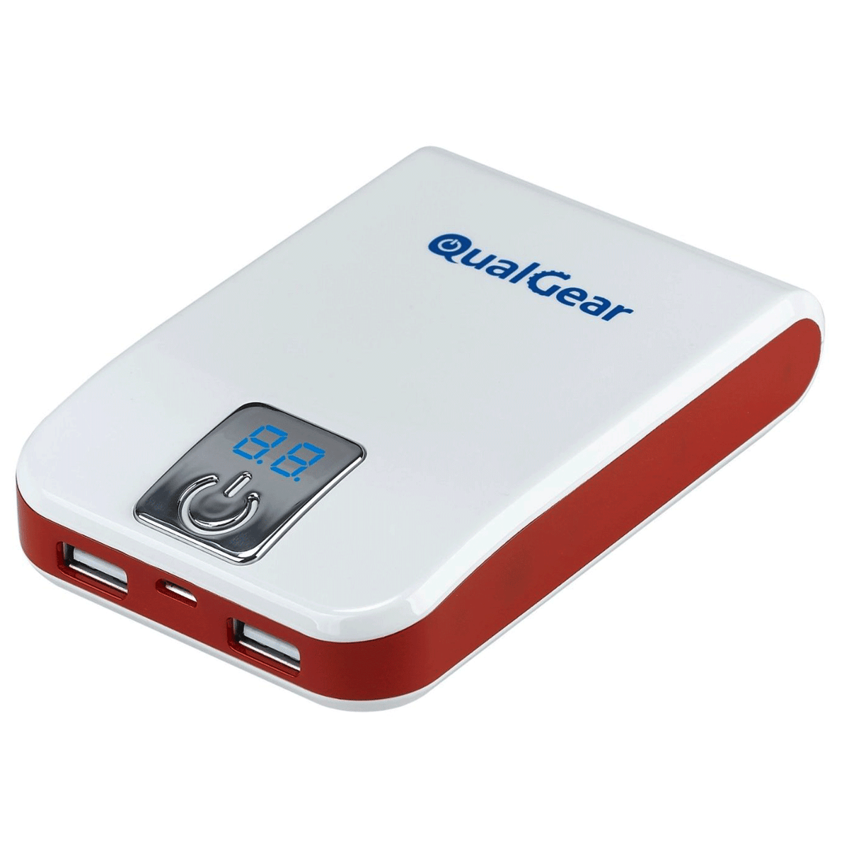 QualGear portable power bank 10, 400 mah dual USB, white.