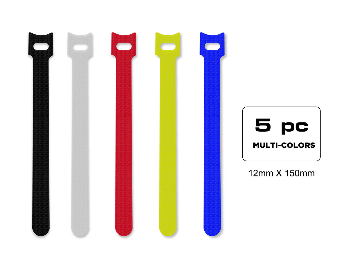 QualGear reusable cable ties 1/2 x 6 in assorted 5 pack.