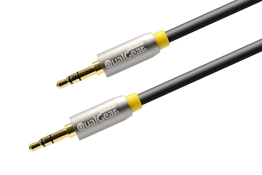 QualGear aux audio cable 3.5mm gold-plated connectors close-up