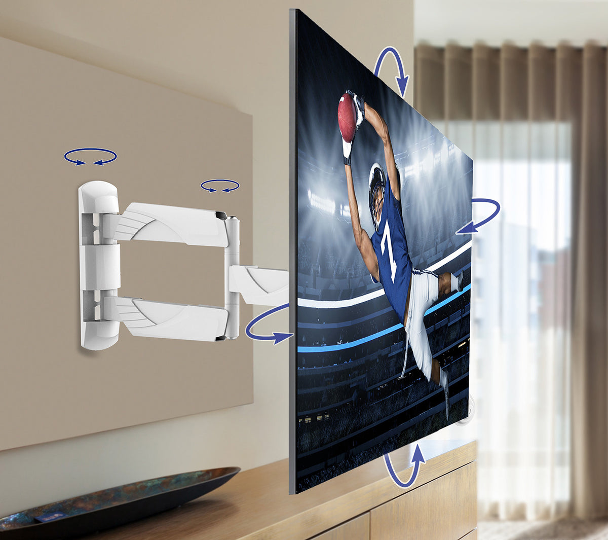 QG-TM-004-WHT full motion TV wall mount, product view