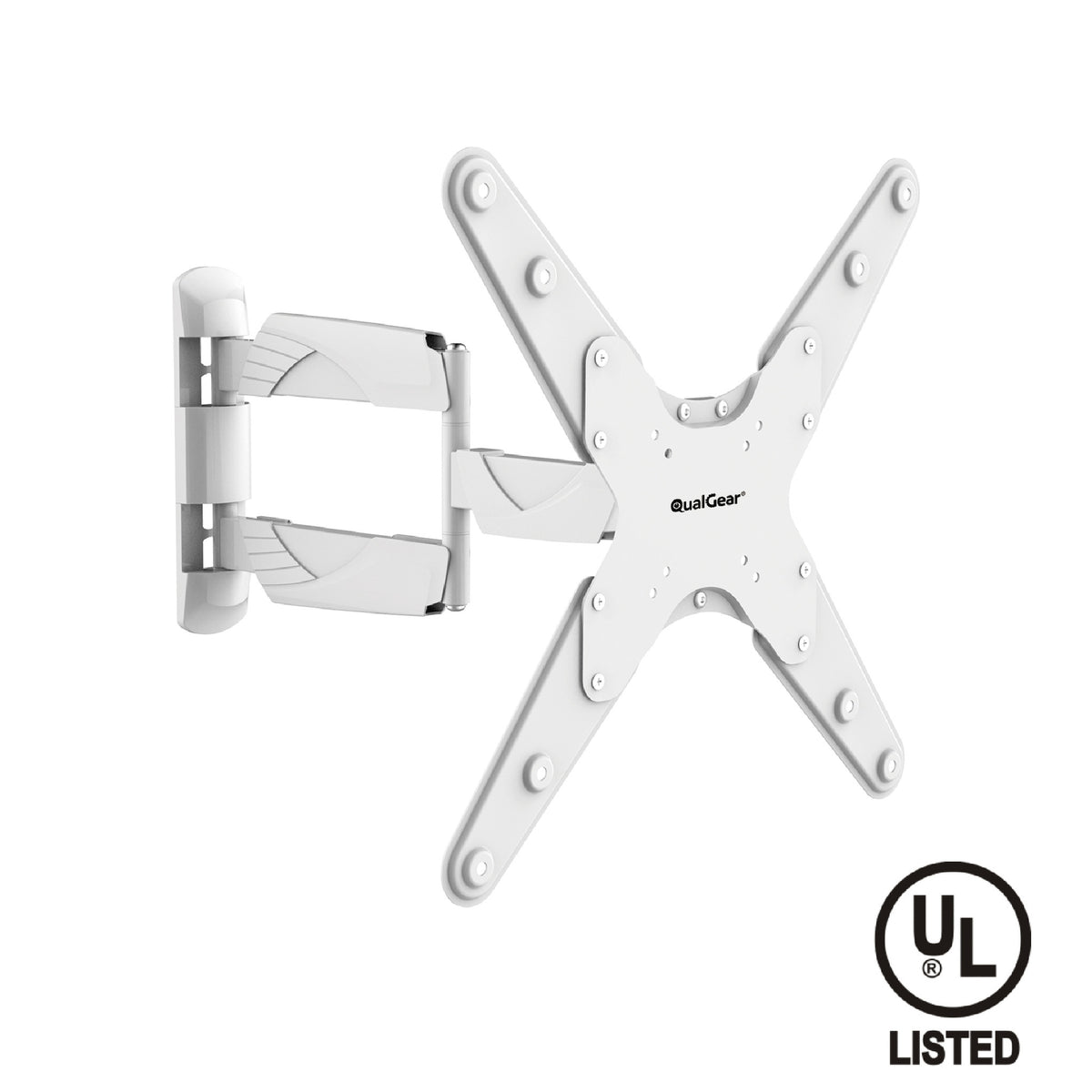 QualGear QG-TM-004-WHT full motion TV wall mount, white, front view